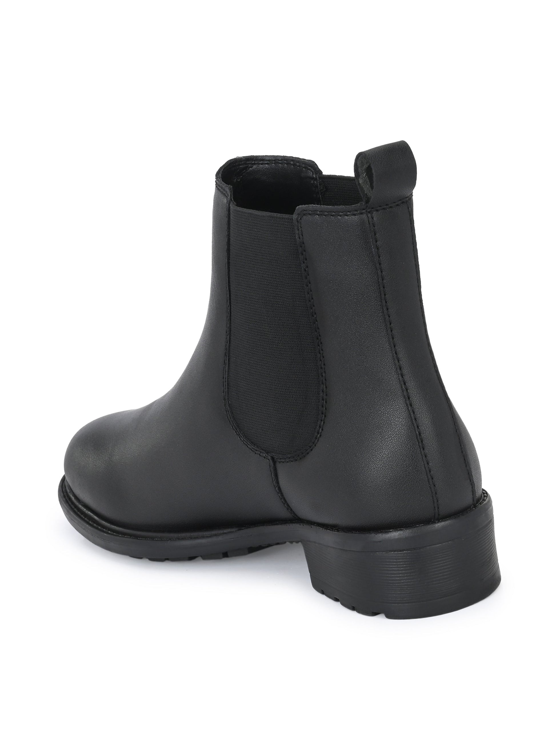 Black Chelsea Block Heel Boots For Women