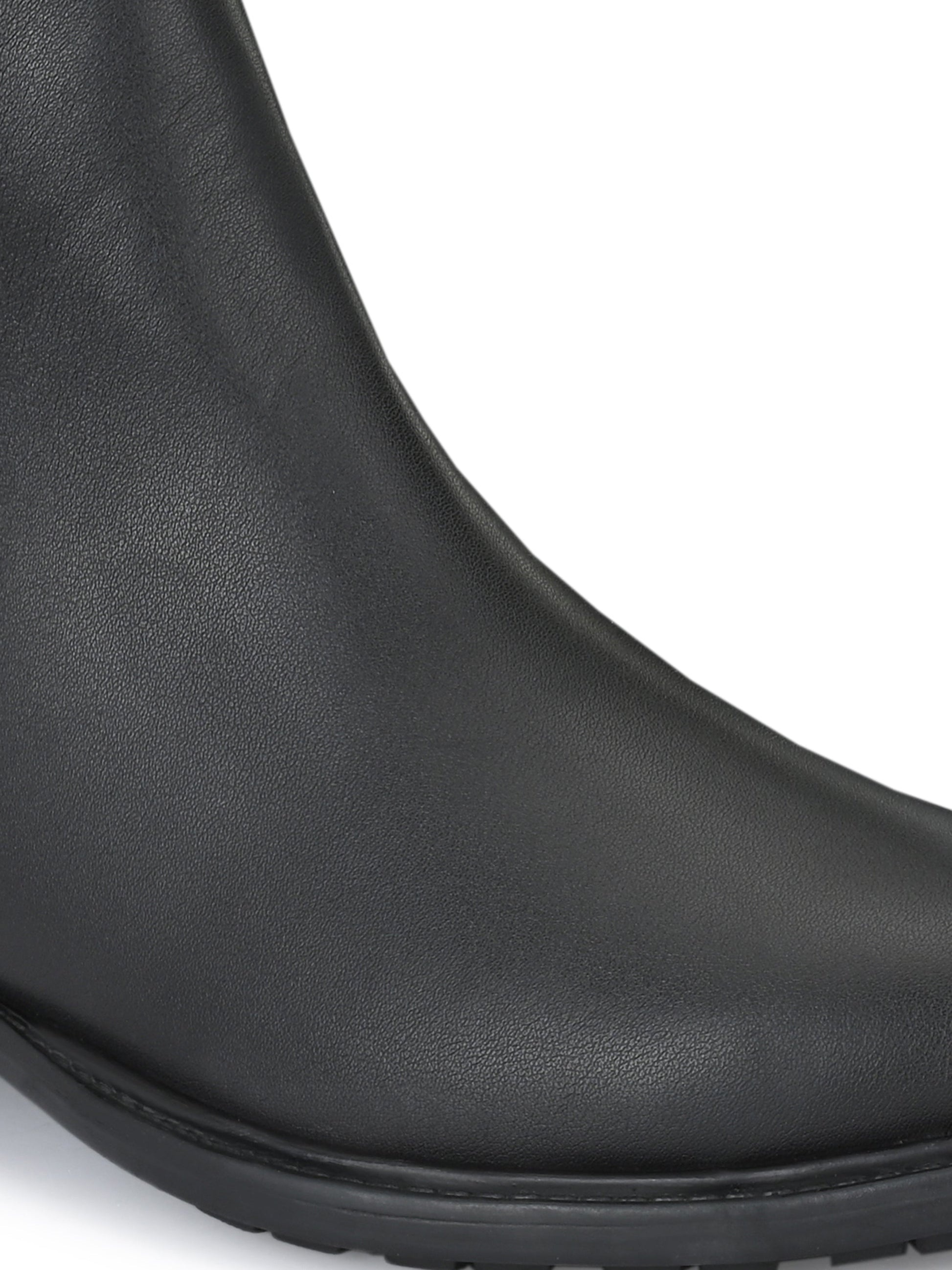 Black Chelsea Block Heel Boots For Women