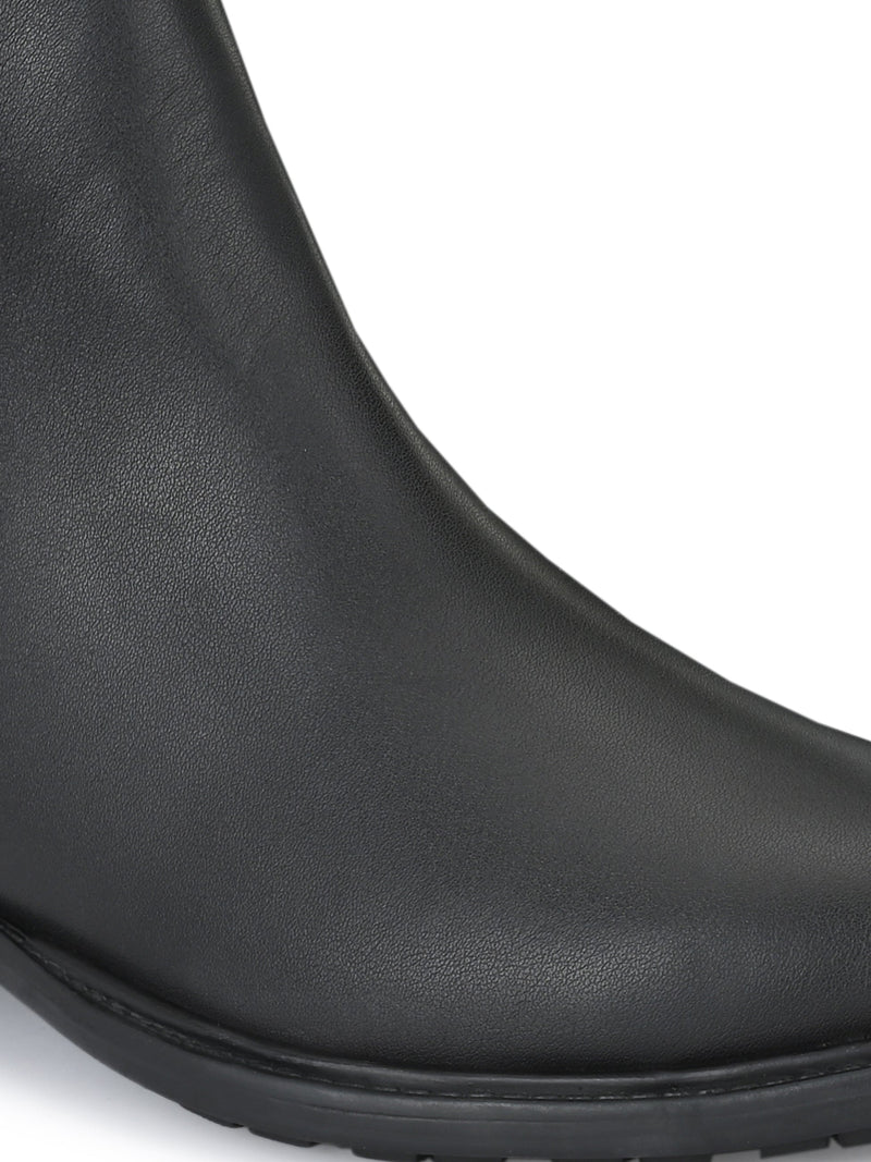 Black Chelsea Block Heel Boots For Women