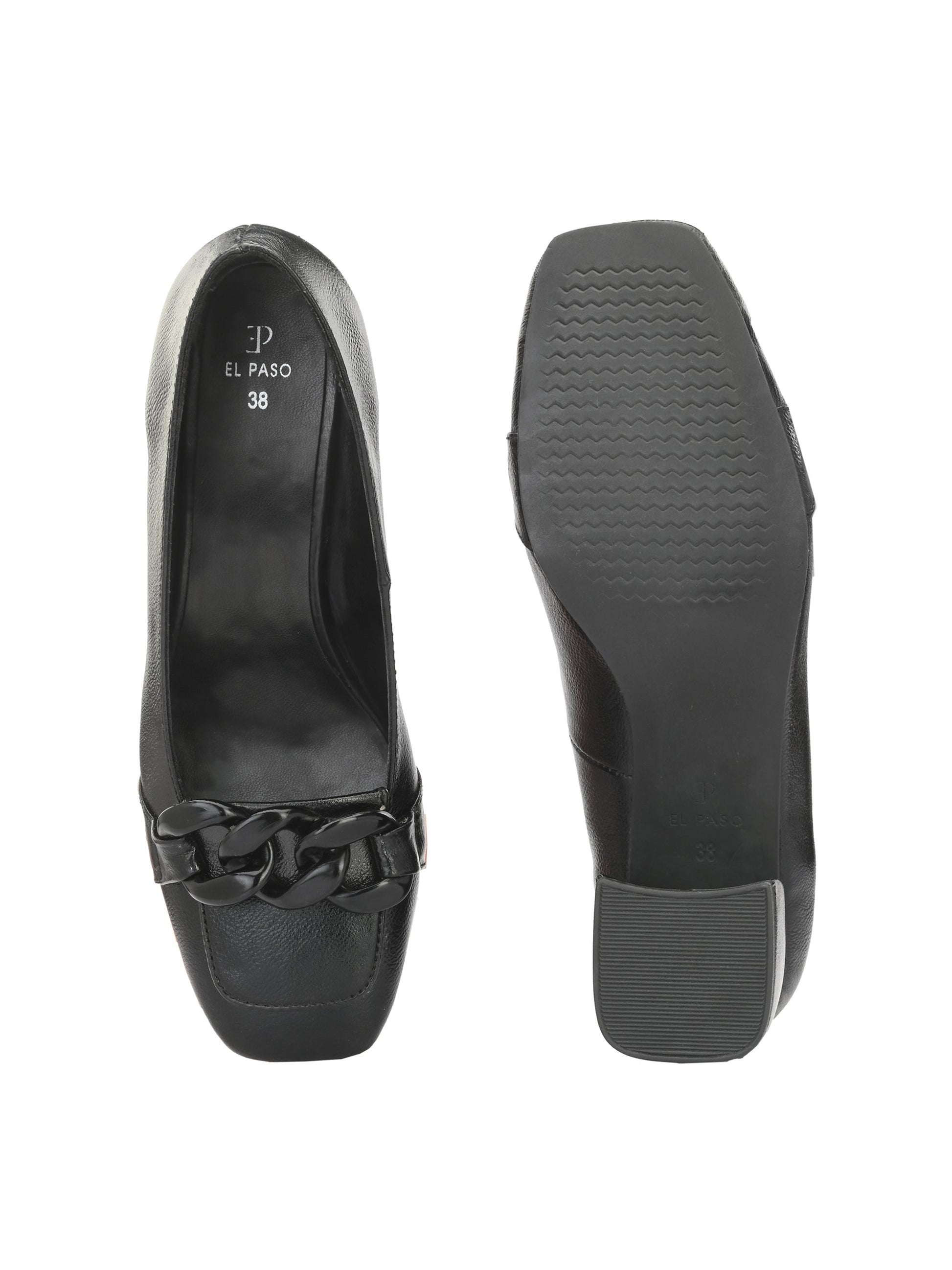 Luxurious Jet Black Leather Pump For Women-4