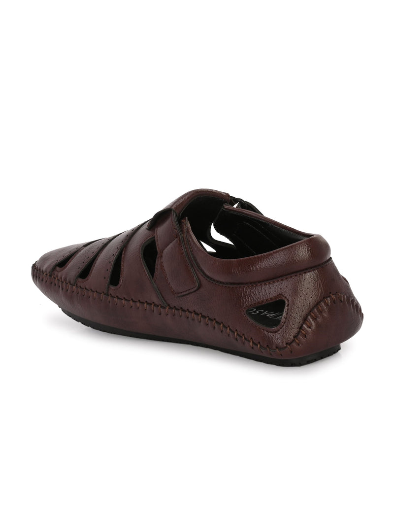 Sophisticated Black Leather Cutout Sandal-7