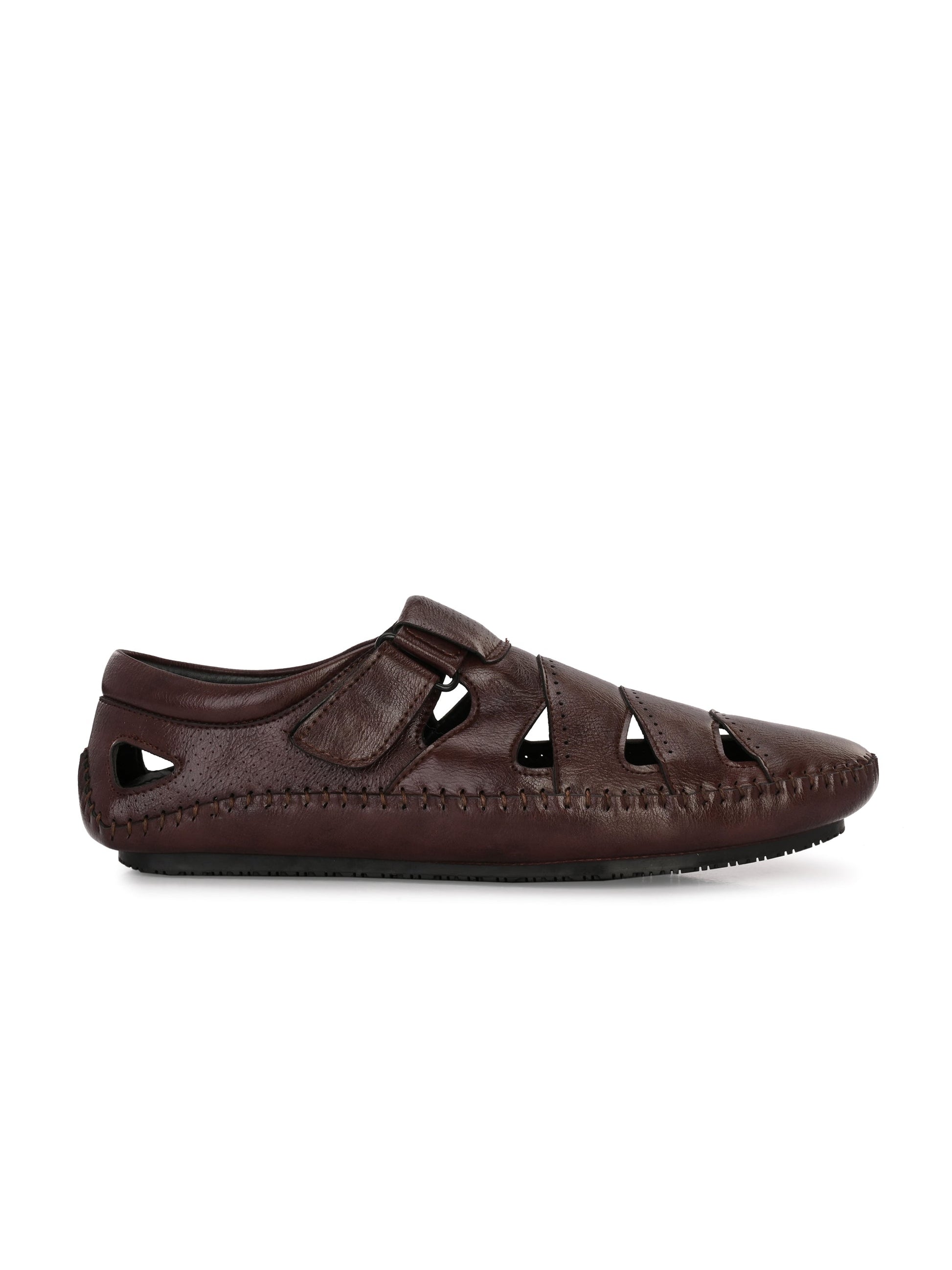 Sophisticated Black Leather Cutout Sandal-8