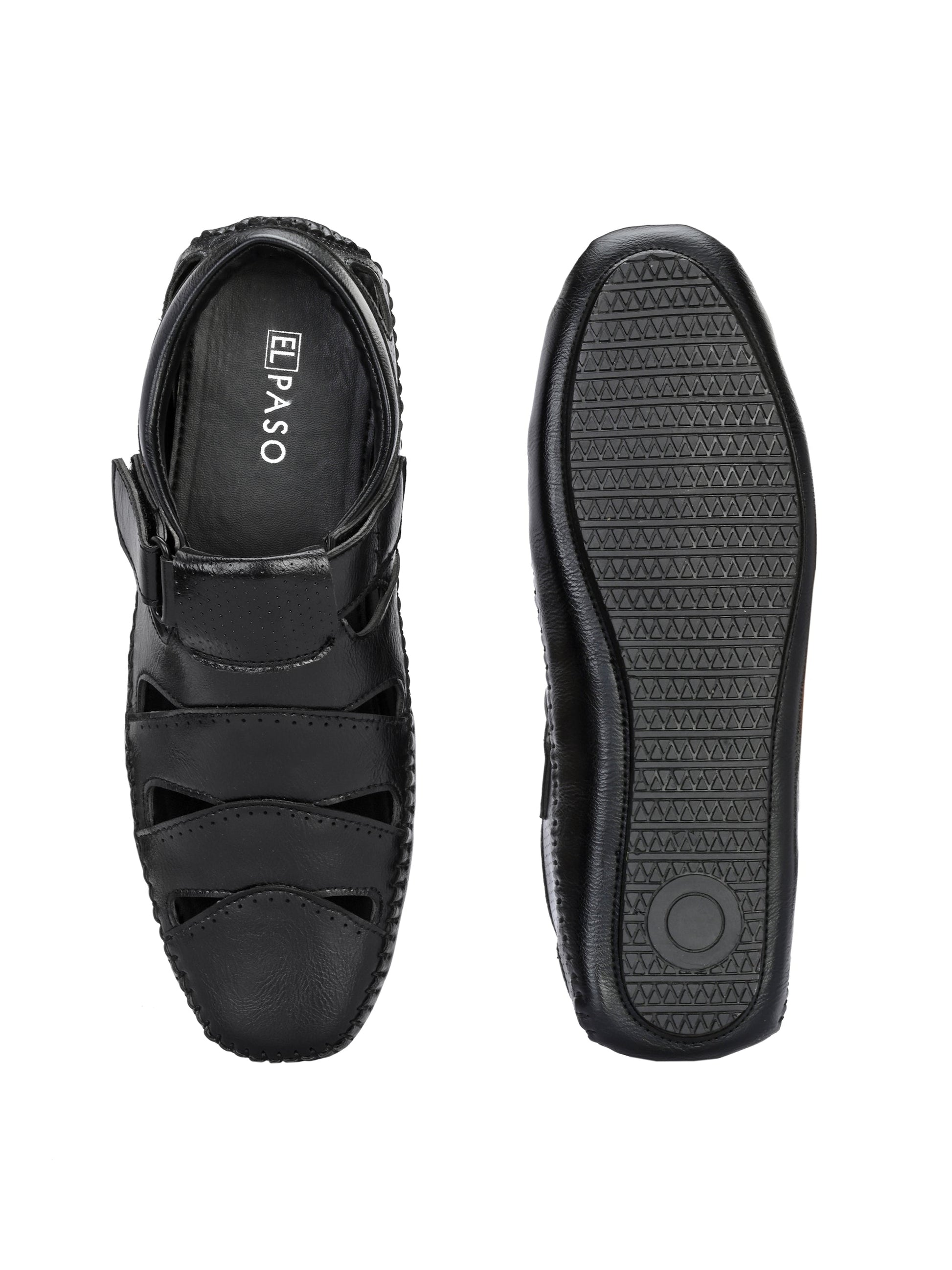 Sophisticated Black Leather Cutout Sandal-4