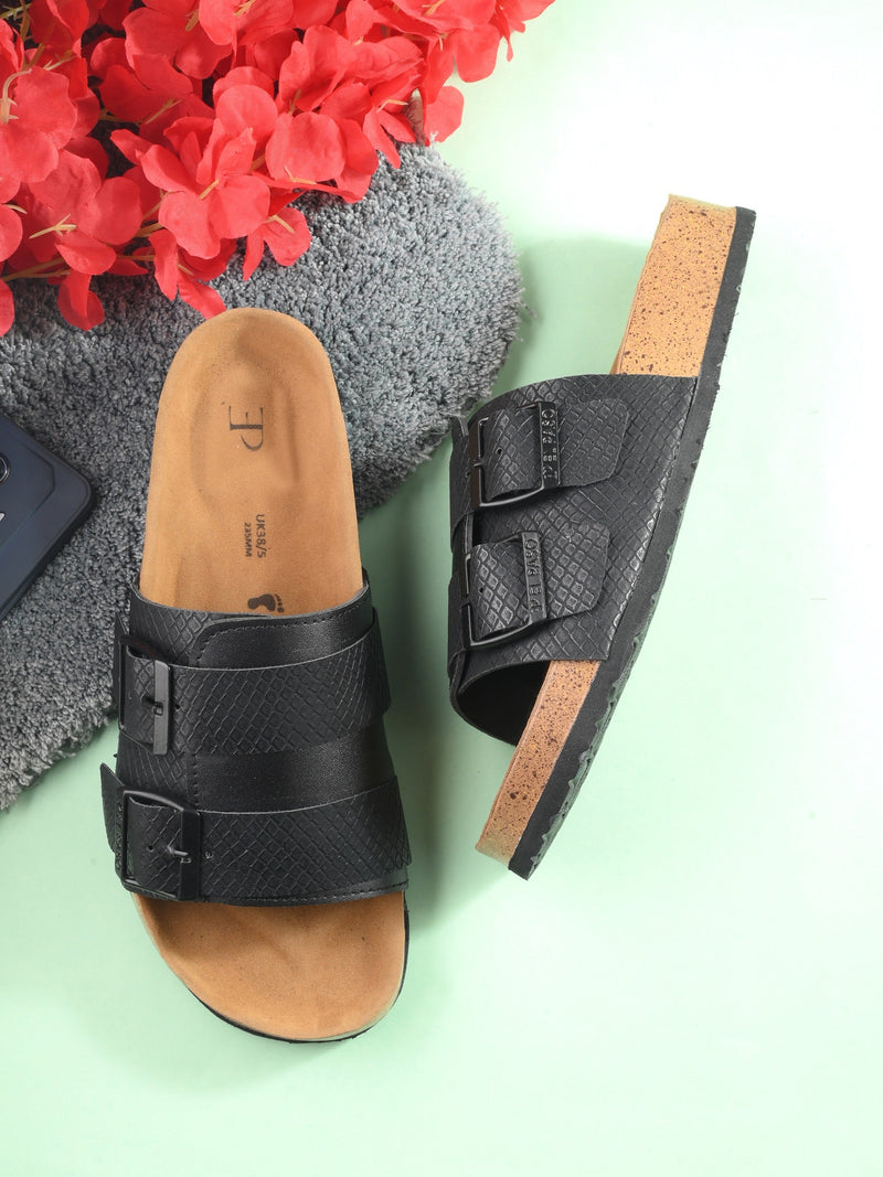 Obsidian Chic Stylish Cork Flats For Women-6