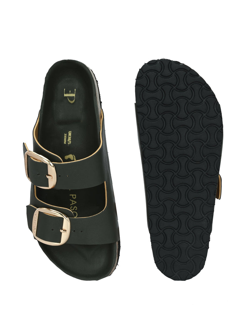 Opulent Olive Cork Sandals For Women-4
