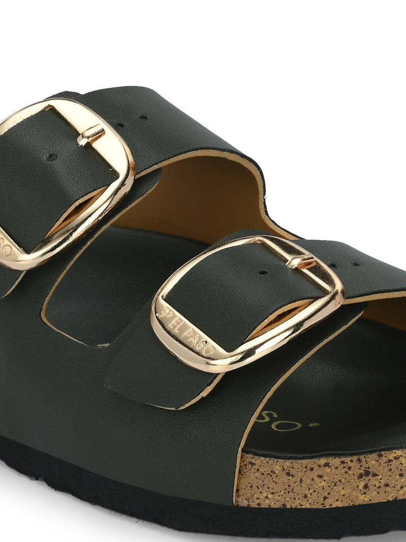 Opulent Olive Cork Sandals For Women-5