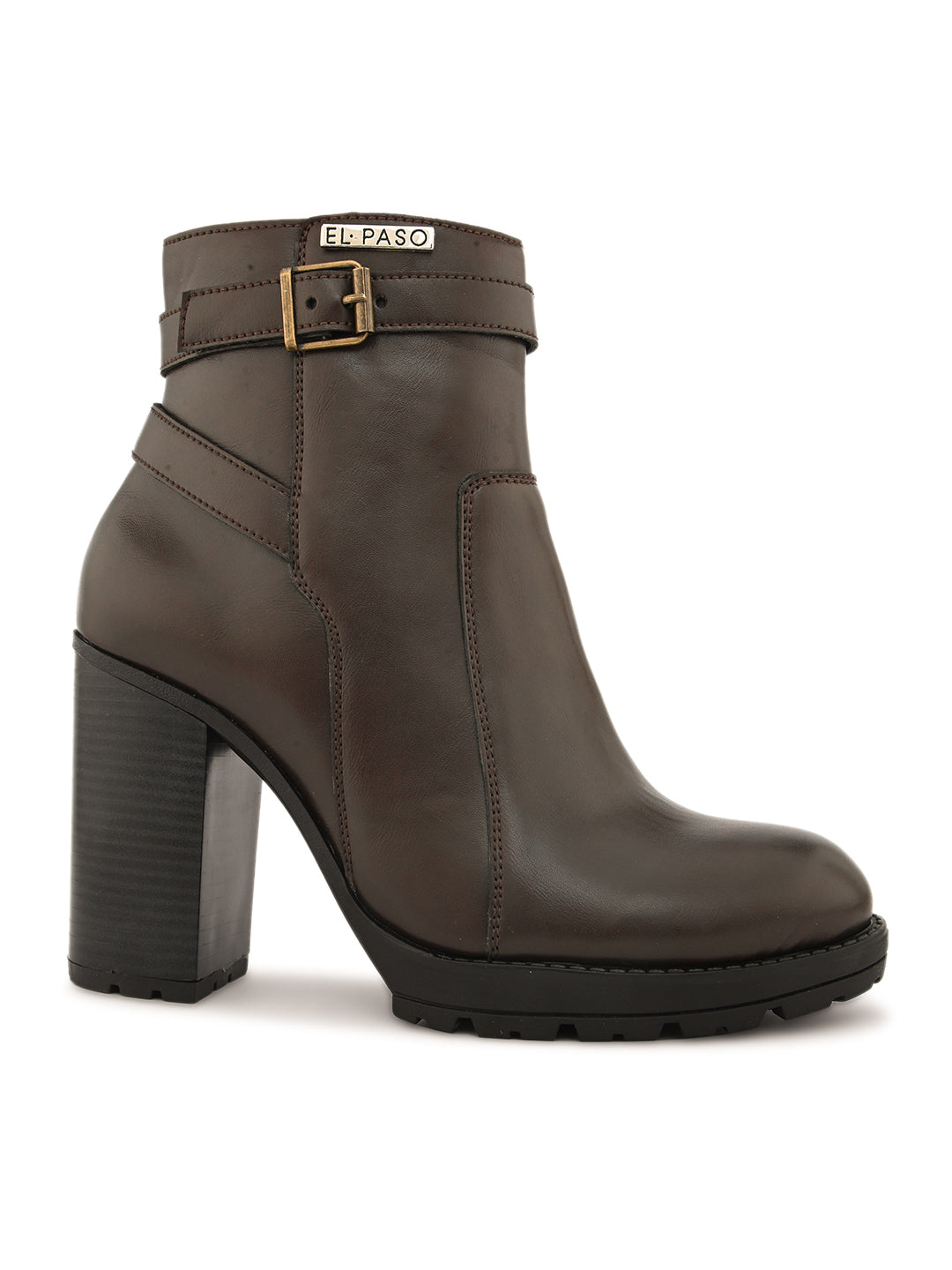 Elegant Mocha Leather Ankle Boot For Women-2