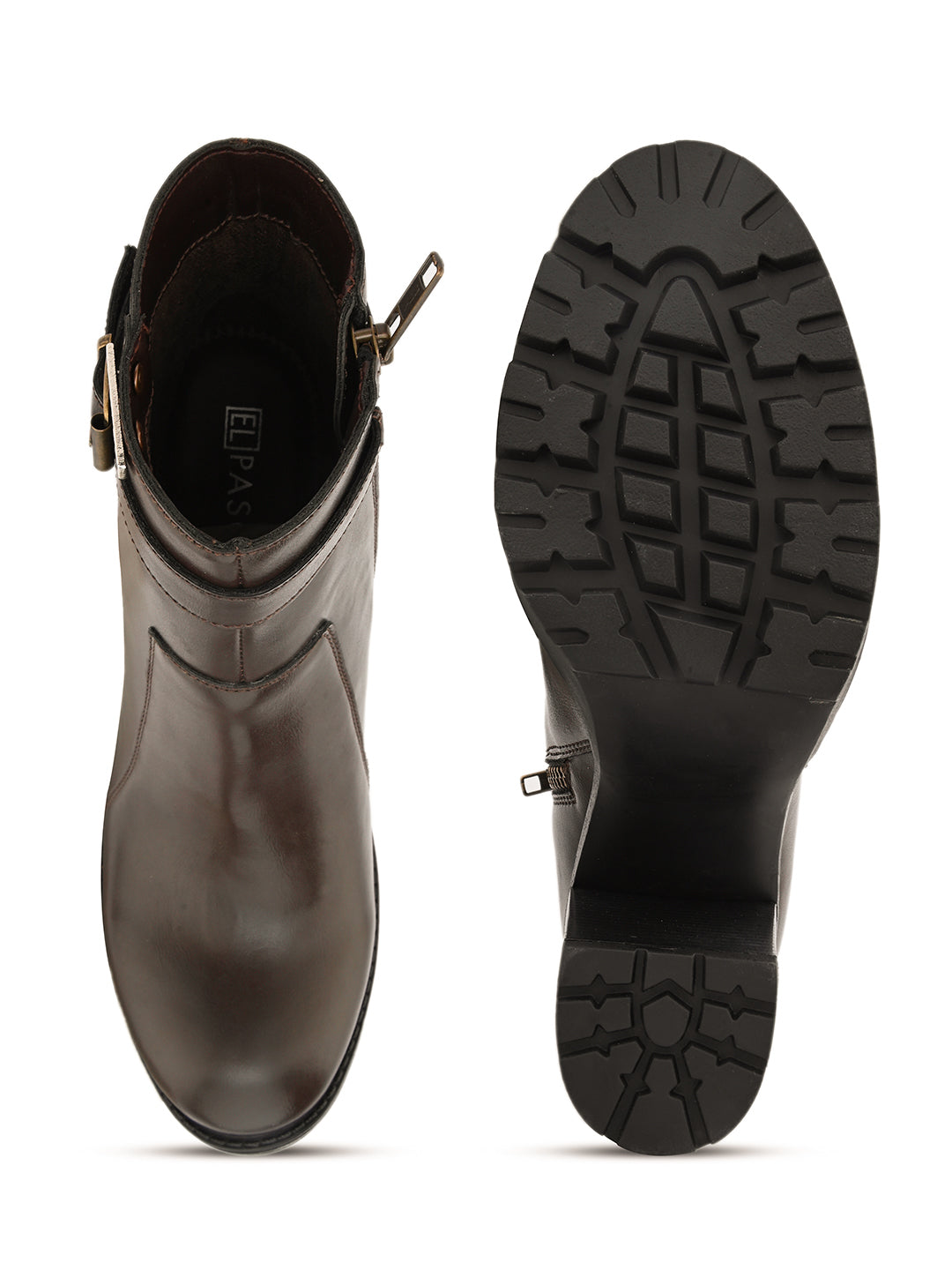 Elegant Mocha Leather Ankle Boot For Women-4