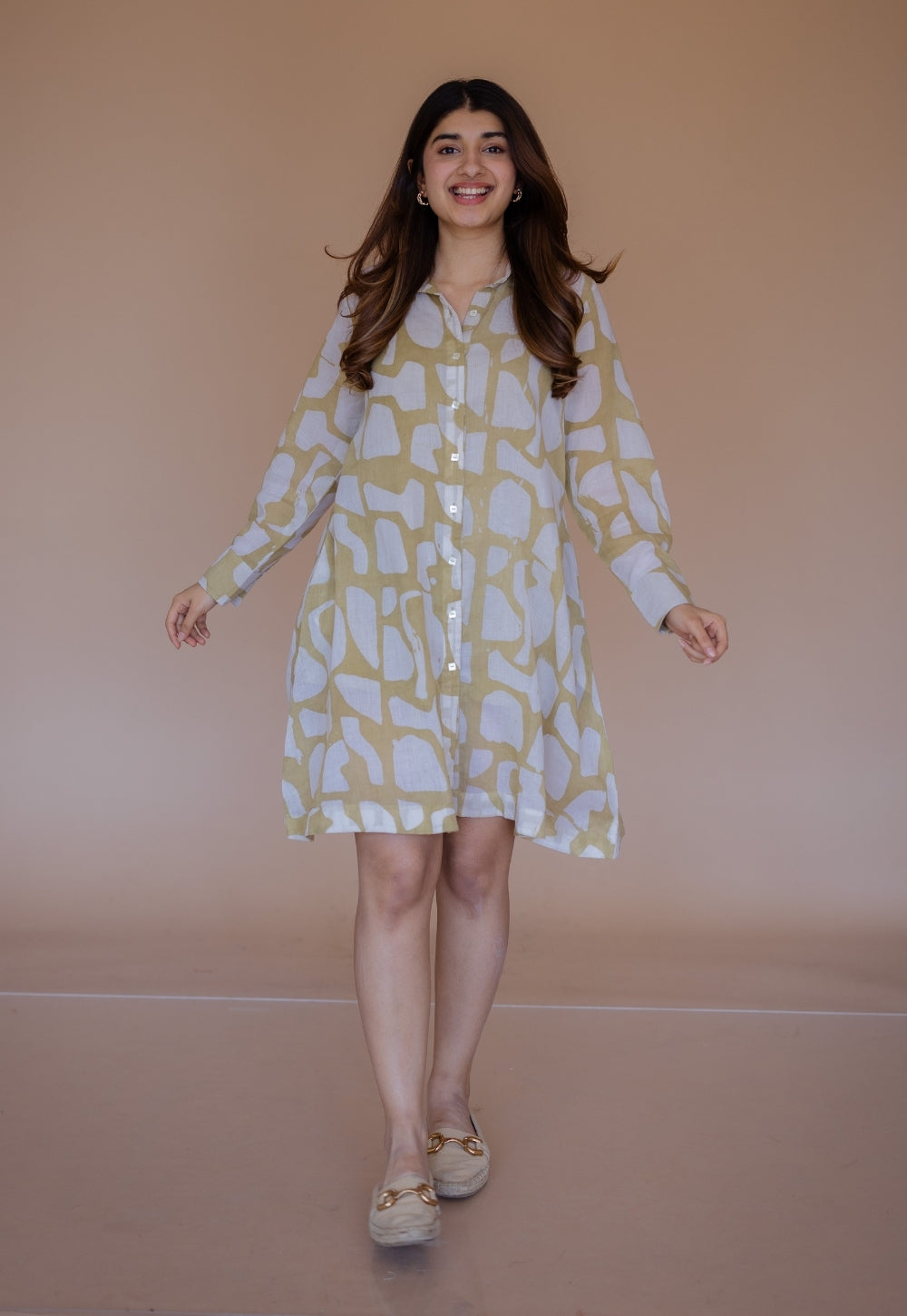 Farah Green Batik MulMul A Line Dress with Slip