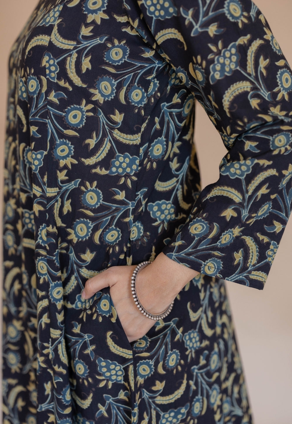 Shruti Black Ajrakh Cotton Kali Kurta