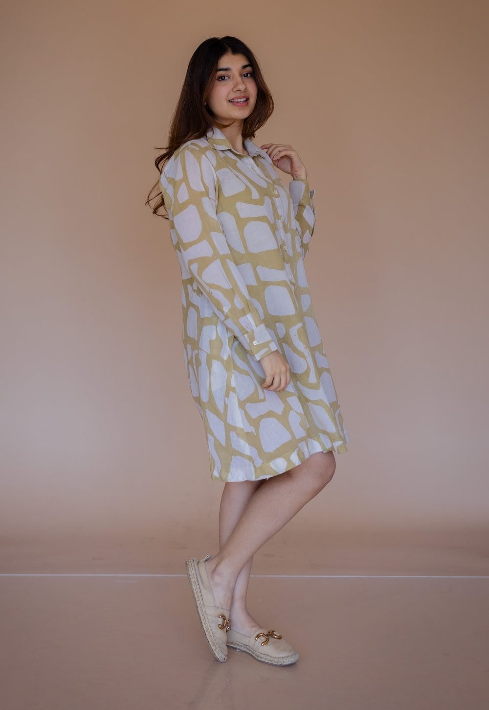 Farah Green Batik MulMul A Line Dress with Slip