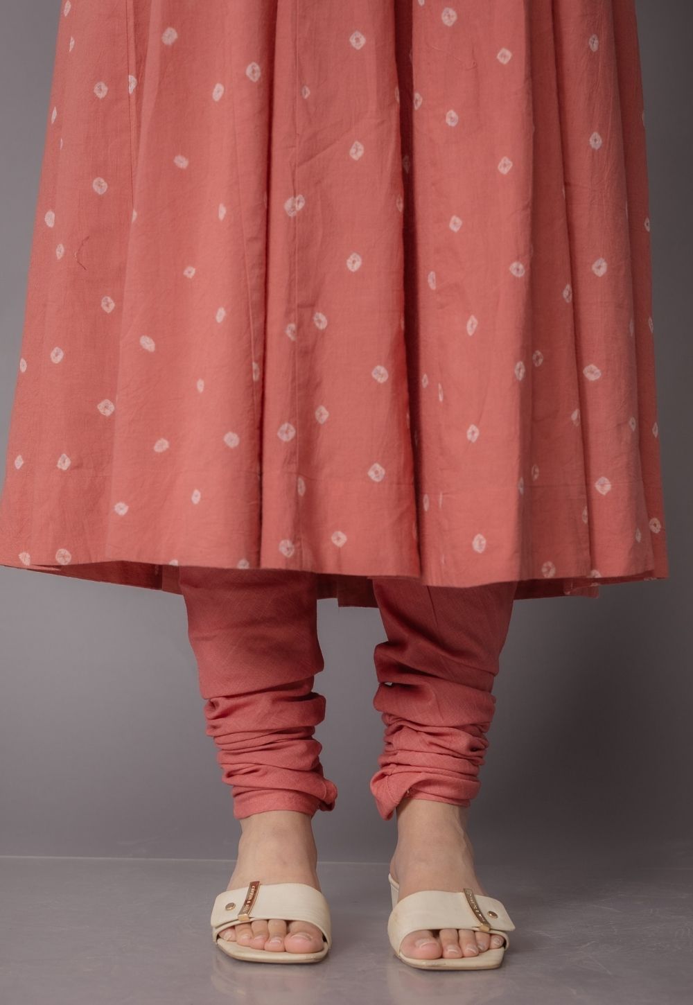Miral Pink Solid Slub Cotton Churidar