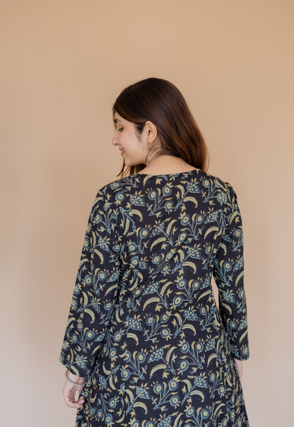 Shruti Black Ajrakh Cotton Kali Kurta