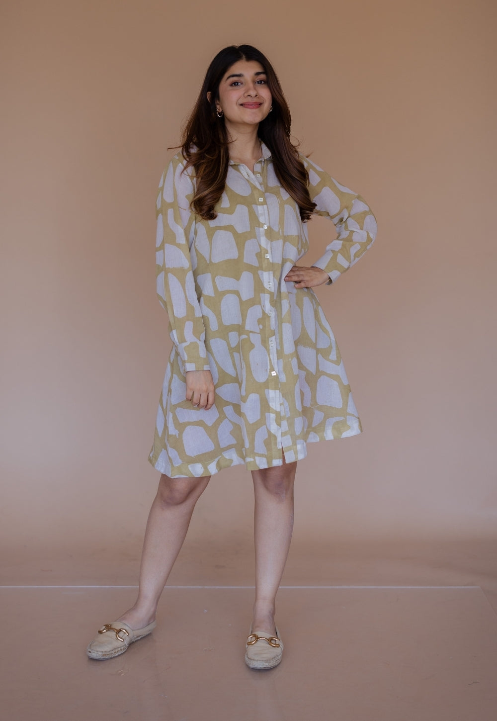 Farah Green Batik MulMul A Line Dress with Slip