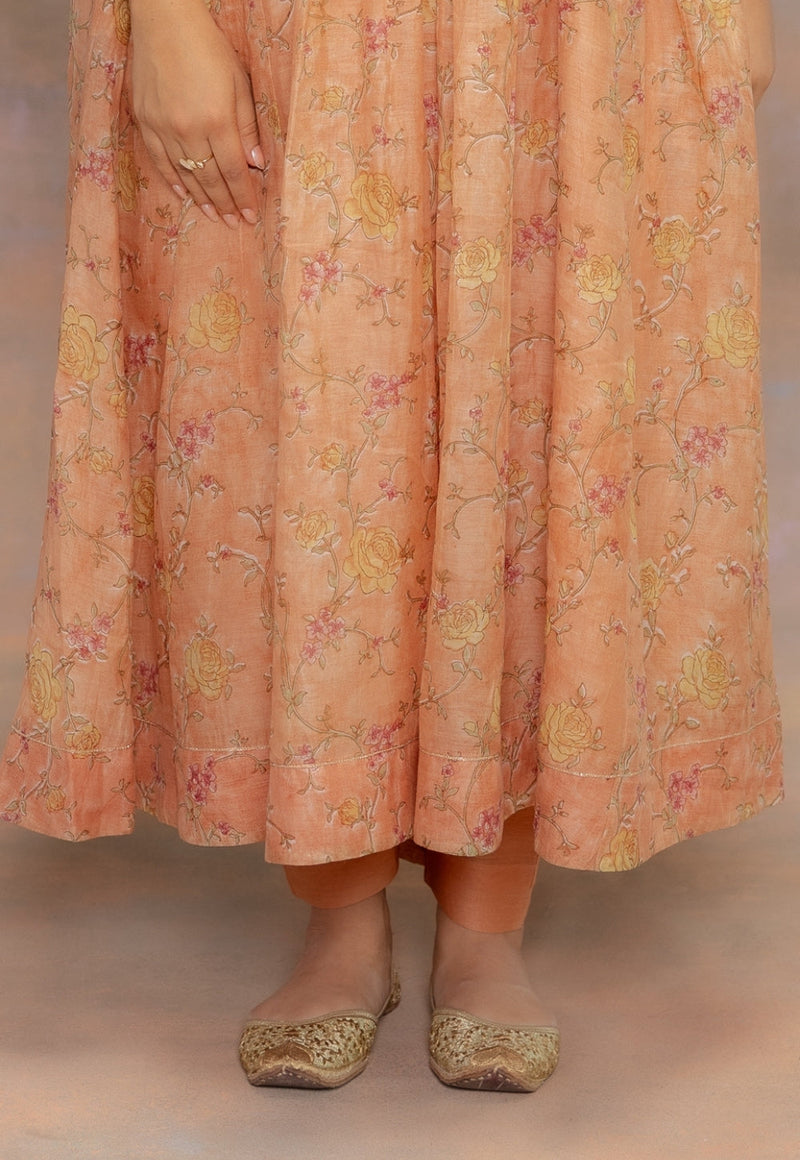 Yashi Orange Solid Chanderi Silk Straight Pant
