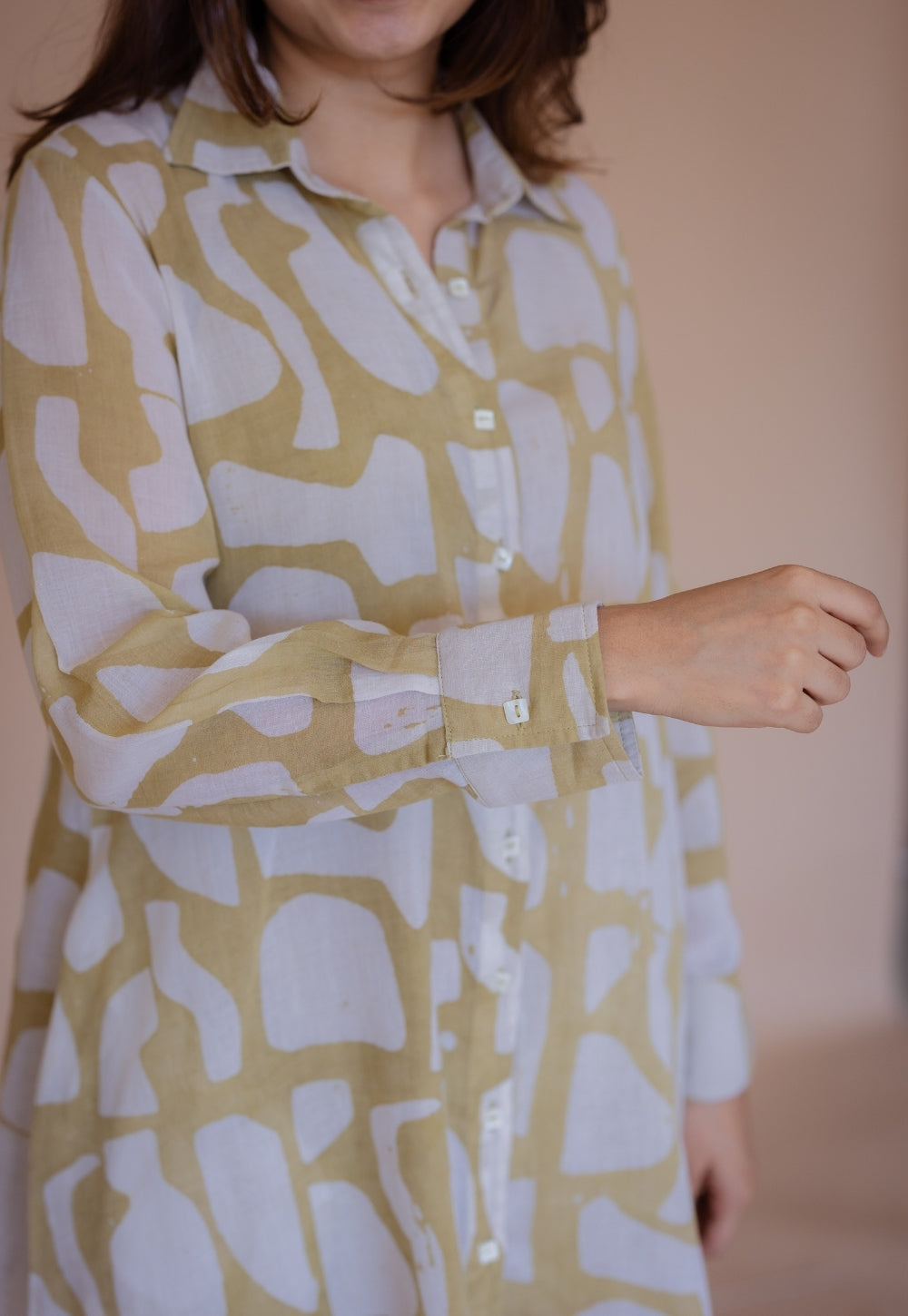 Farah Green Batik MulMul A Line Dress with Slip