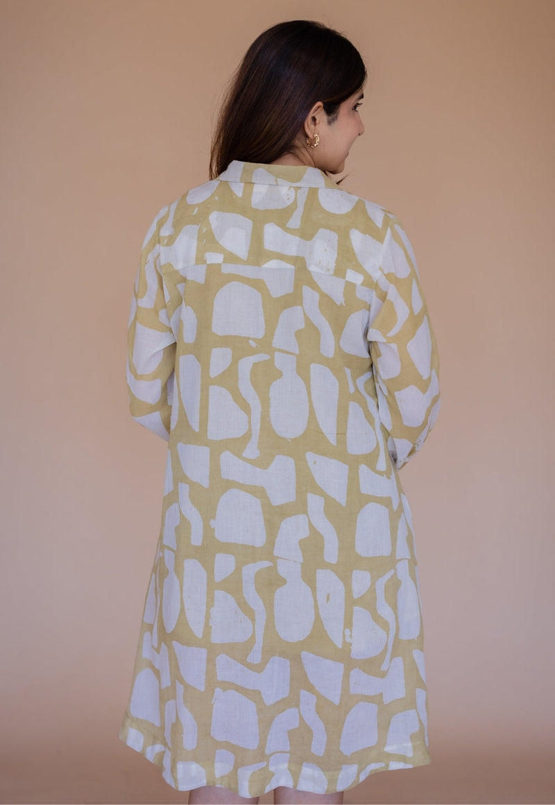Farah Green Batik MulMul A Line Dress with Slip
