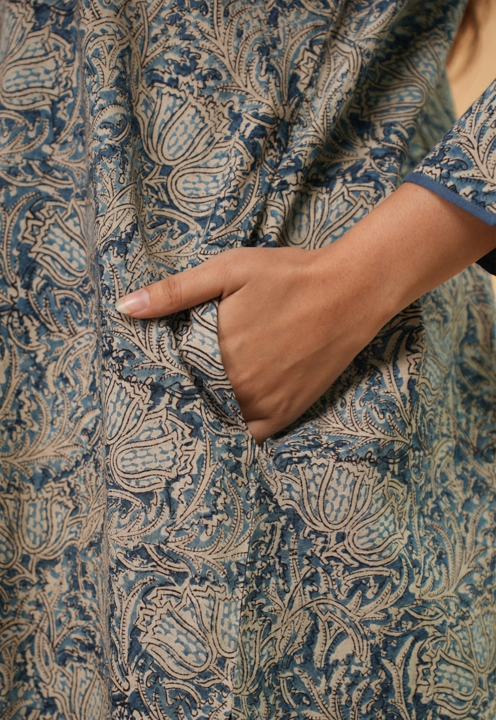 Daniya Blue Kalamkari Cotton Straight Kurta