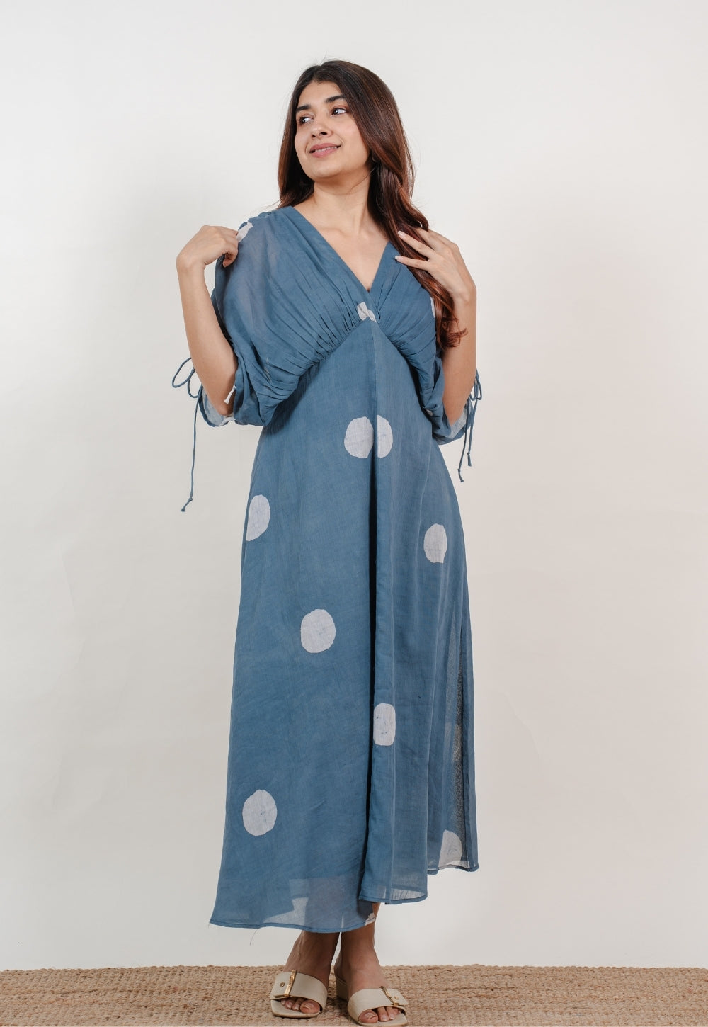 Shifa Blue Batik MulMul A Line Dress
