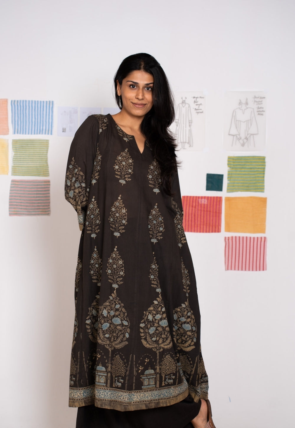 Prisha Black Ajrakh Cotton kali Kurta