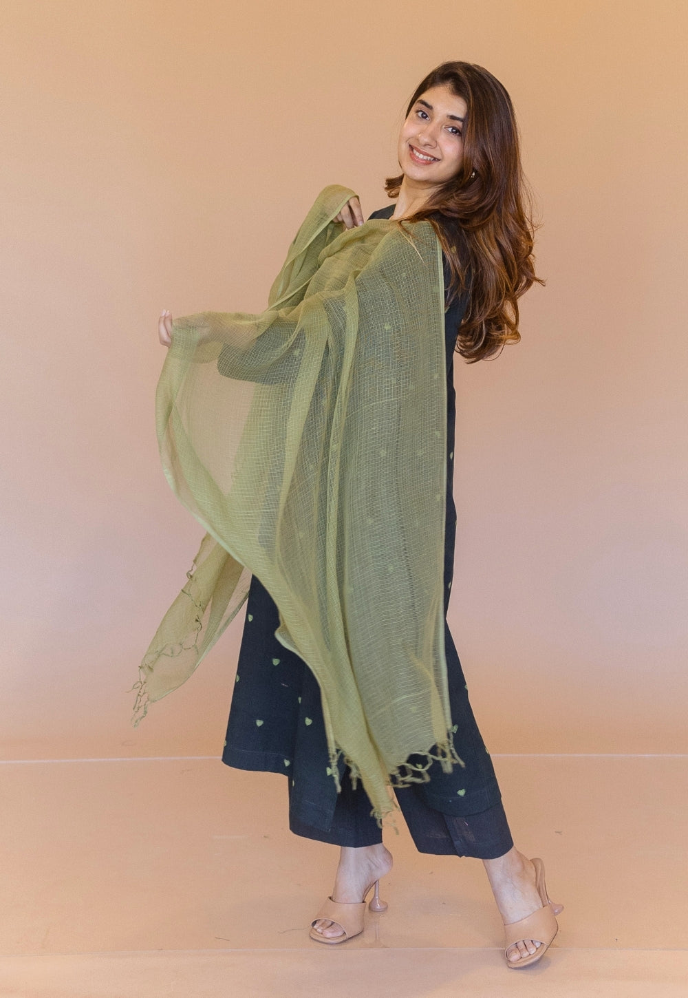 Ritika Green Dabu Cotton Jhabbha Kali Kurta