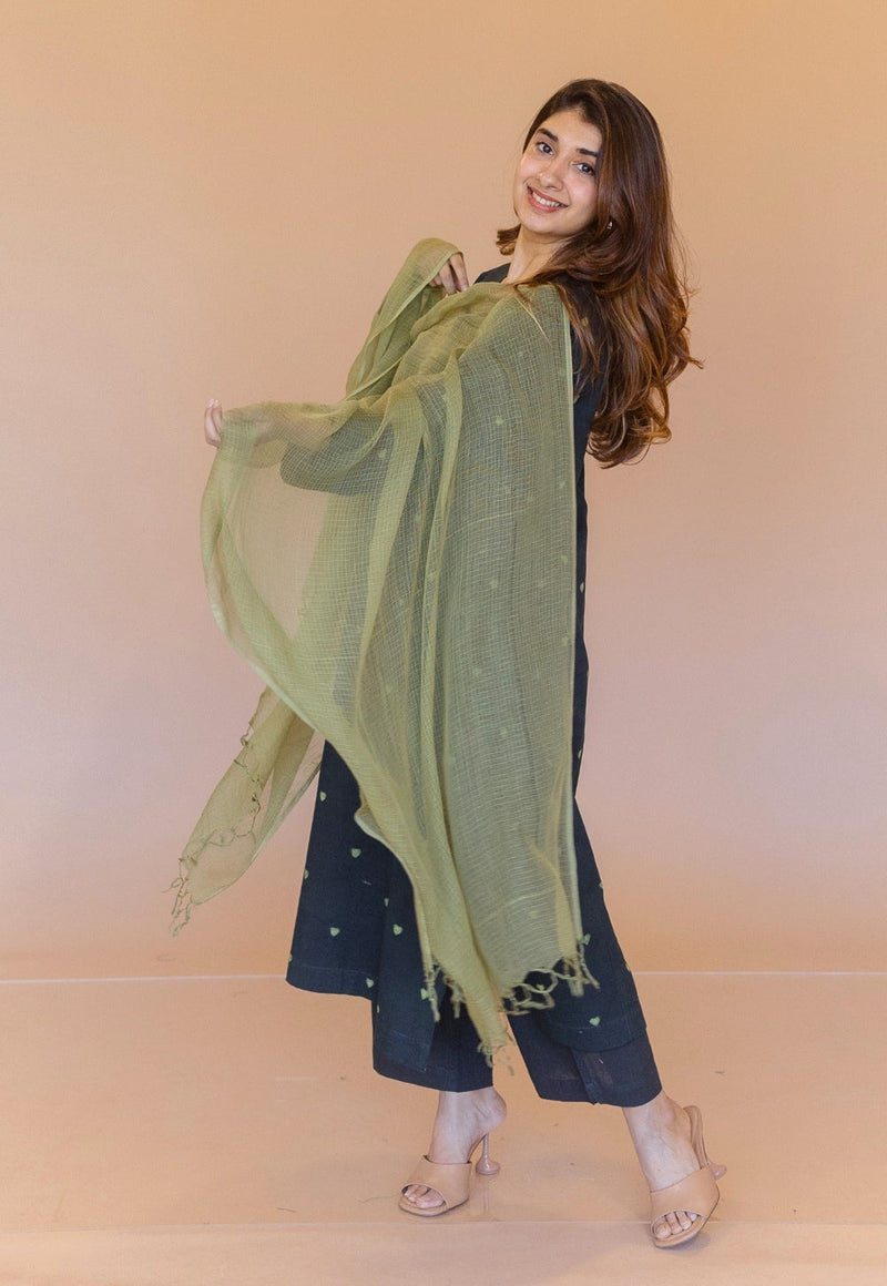 Ritika Green Dabu Cotton Jhabbha Kali Kurta