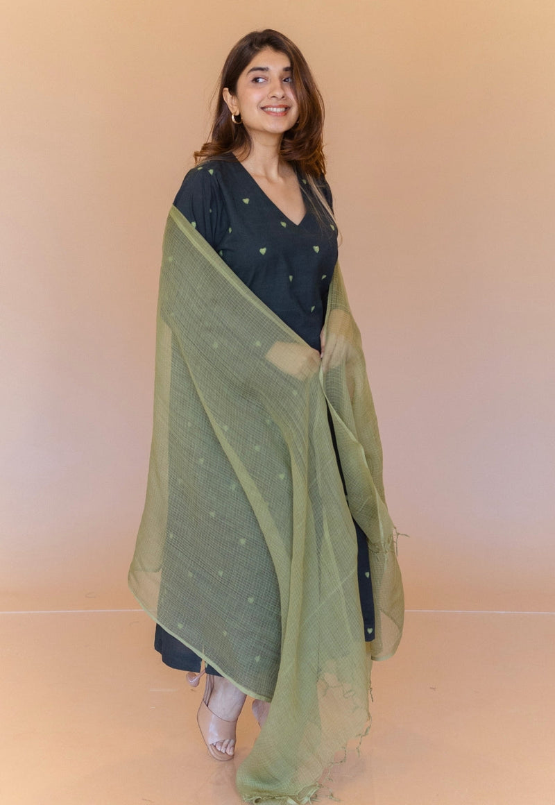 Ritika Green Dabu Cotton Jhabbha Kali Kurta