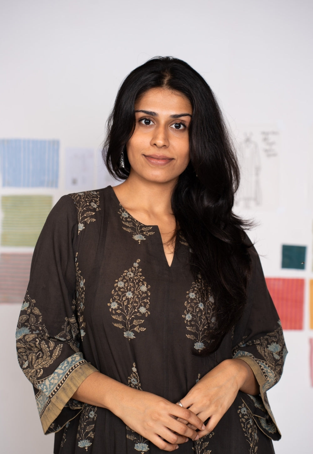 Prisha Black Ajrakh Cotton kali Kurta