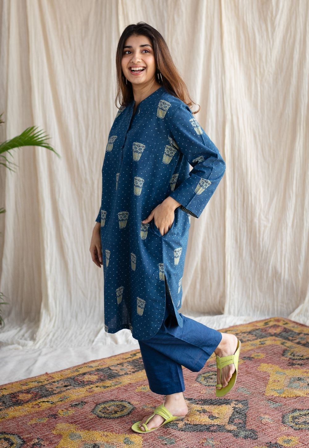 Bombay Irani Chai Ajrakh Cotton Kurta