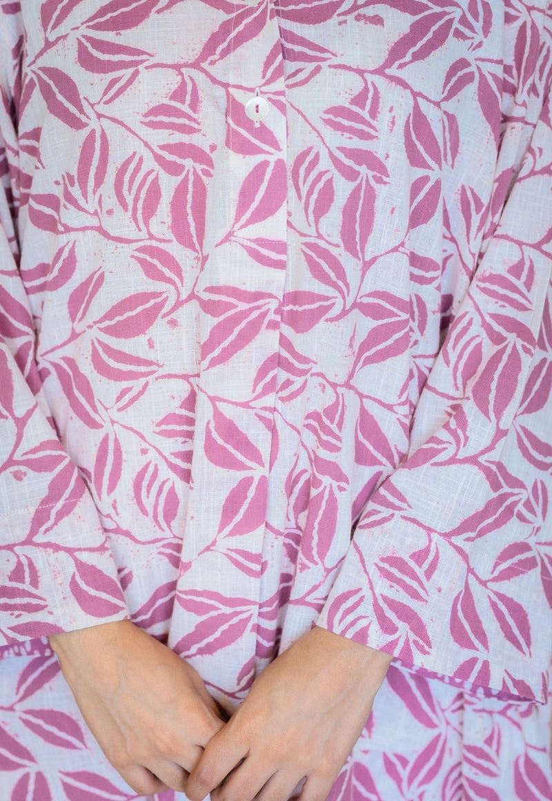 Ayaat Pink Hand Block Print Slub Cotton Straight Kurta