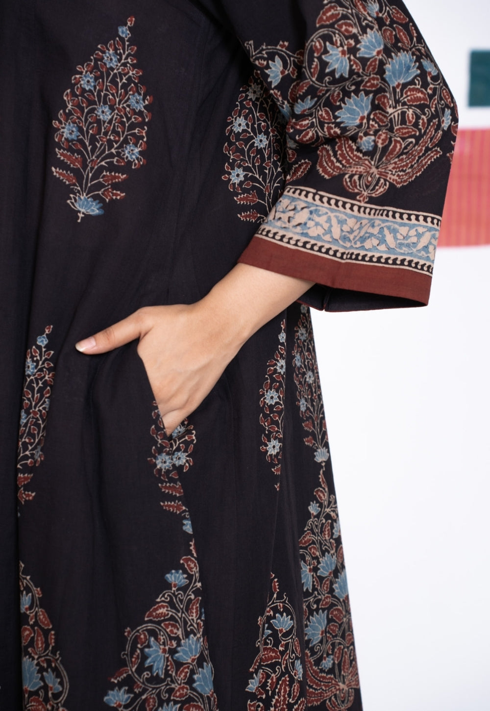 Prisha Black Ajrakh Cotton kali Kurta