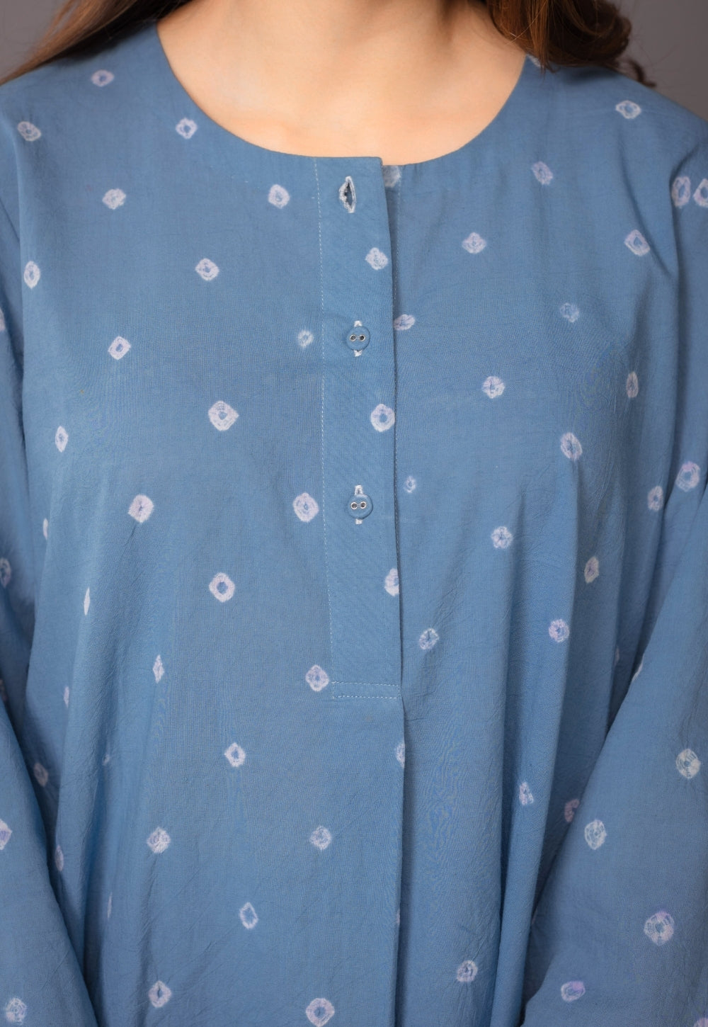 Kaaya Blue Bandhani Cotton Straight Kurta