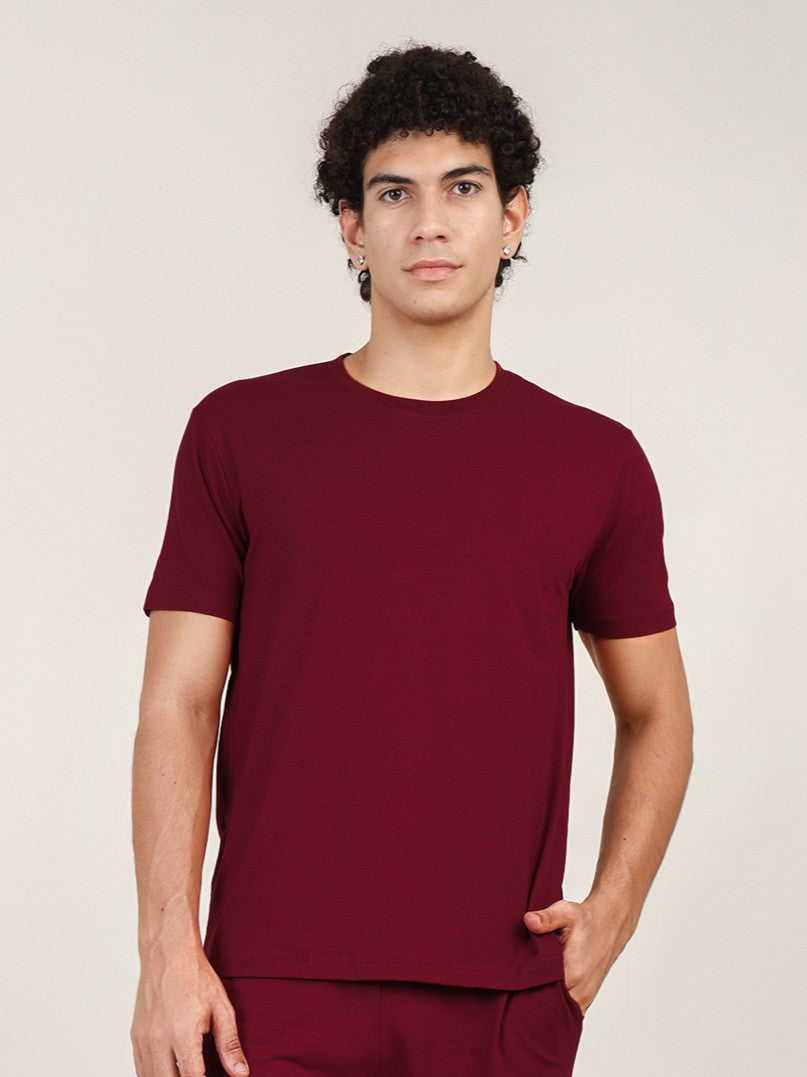 Naturefab Men's Organic Bamboo Tshirt Deep Red-1
