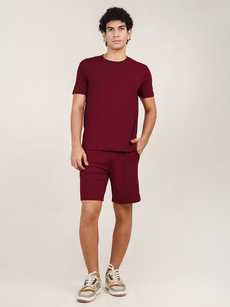 Naturefab Men's Organic Bamboo Co-ord Deep Red-4