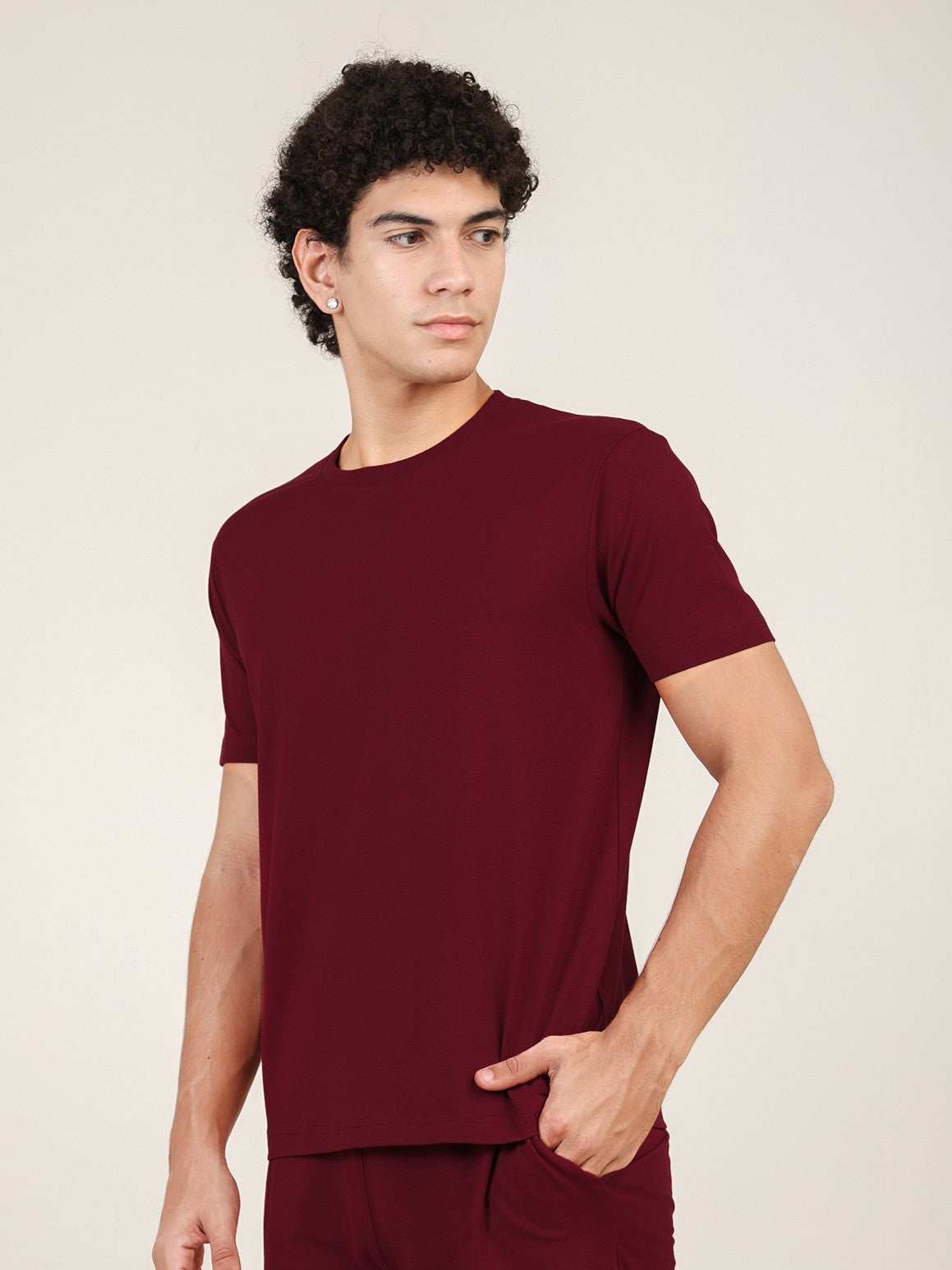 Naturefab Men's Organic Bamboo Tshirt Deep Red-2
