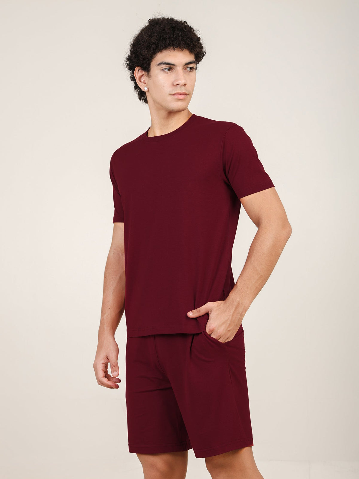 Naturefab Men's Organic Bamboo Co-ord Deep Red-3