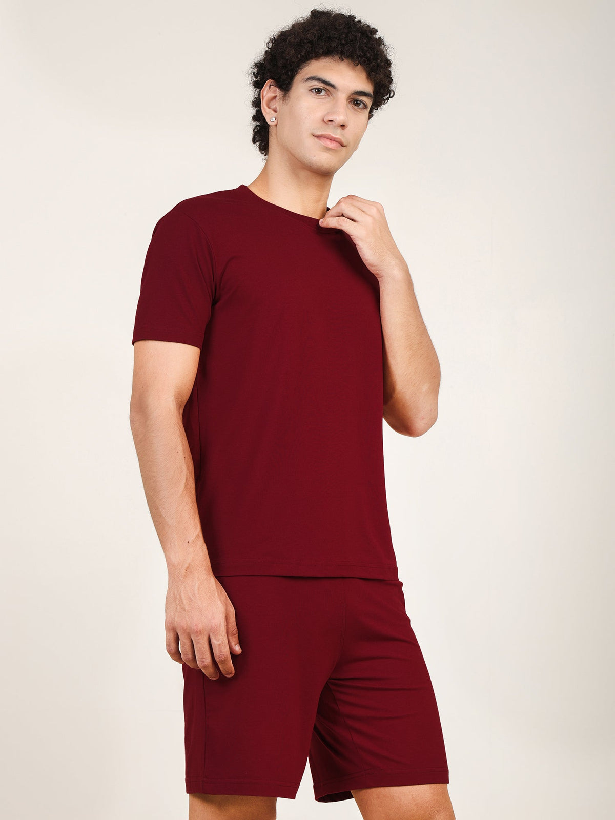Naturefab Men's Organic Bamboo Co-ord Deep Red-5