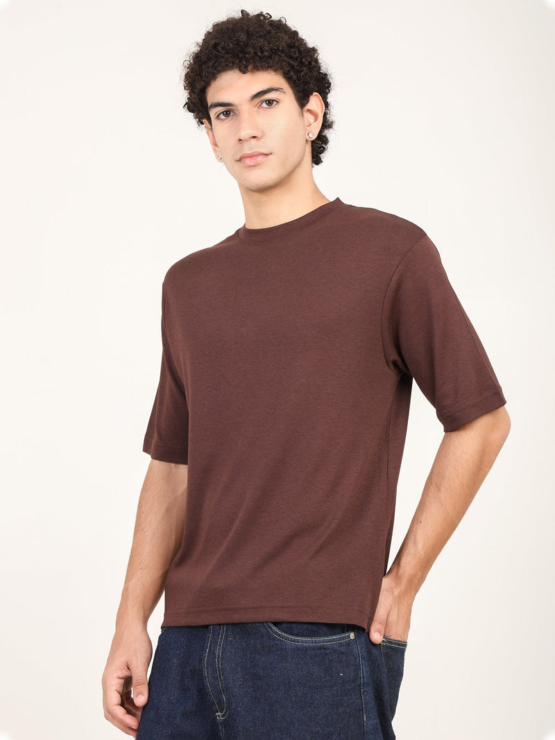 Naturefab Men's Organic Bamboo Oversize Tshirt Coffee Bean-4