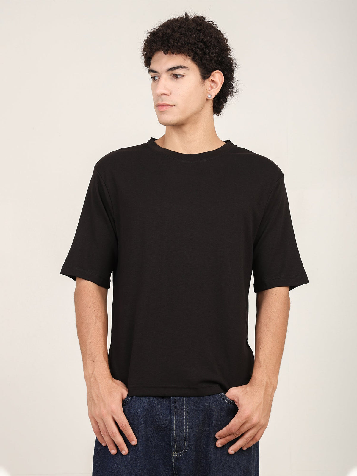 Naturefab Men's Organic Bamboo Oversize Tshirt Black-3