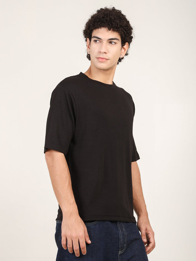 Naturefab Men's Organic Bamboo Oversize Tshirt Black-6