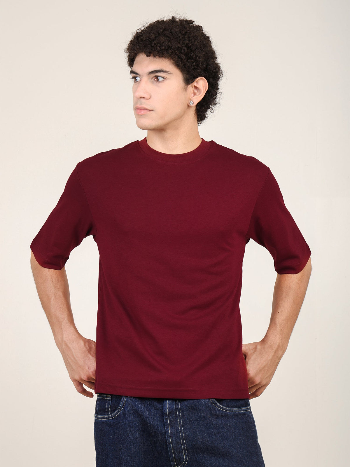 Naturefab Men's Organic Bamboo Oversize Tshirt Wine-3