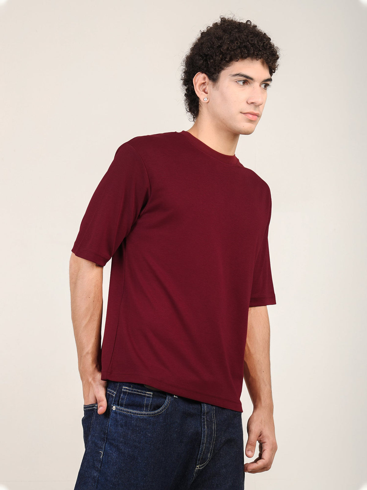Naturefab Men's Organic Bamboo Oversize Tshirt Wine-5