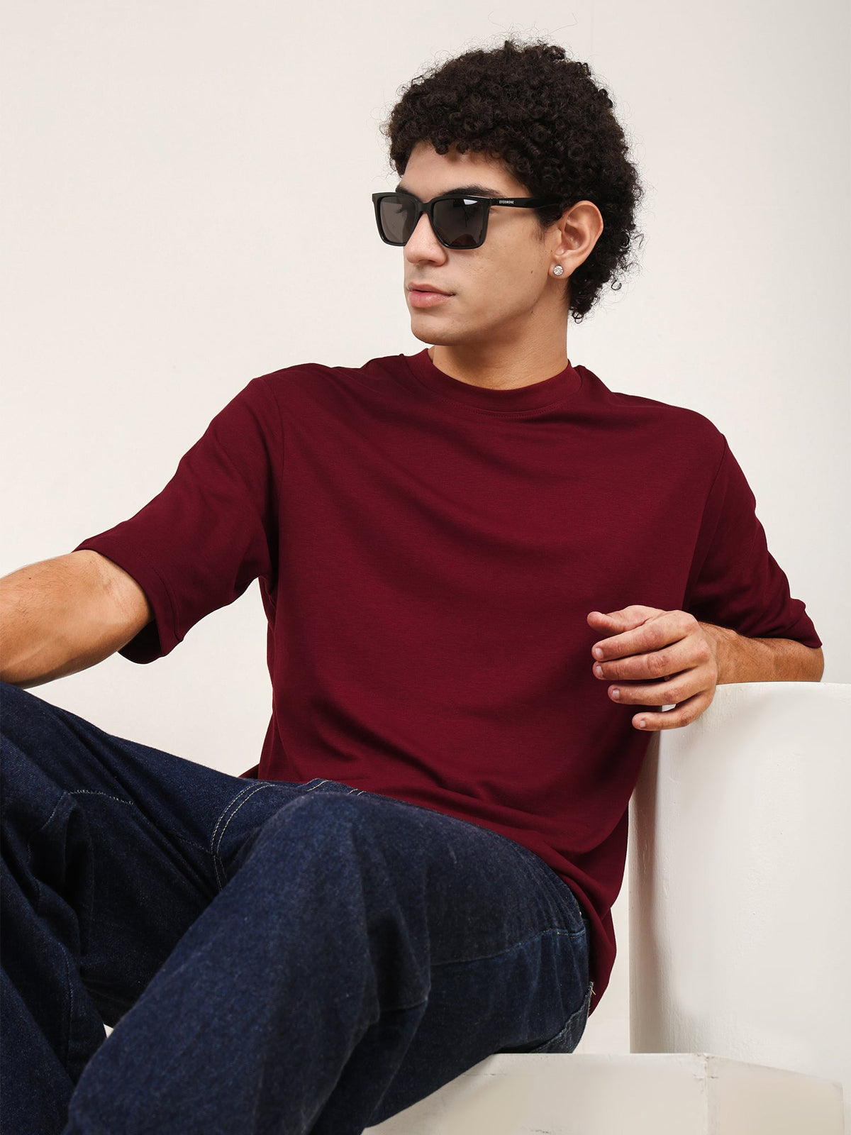 Naturefab Men's Organic Bamboo Oversize Tshirt Wine-2