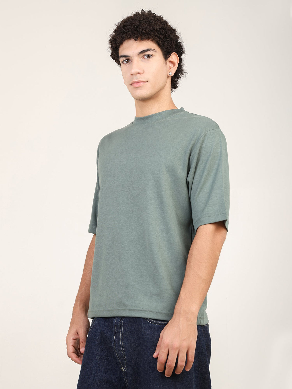 Naturefab Men's Organic Bamboo Oversize Tshirt Granite Green-4