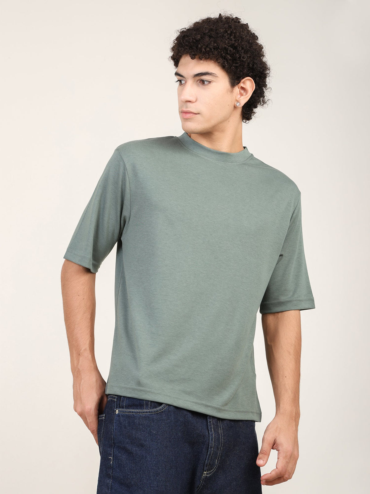 Naturefab Men's Organic Bamboo Oversize Tshirt Granite Green-5