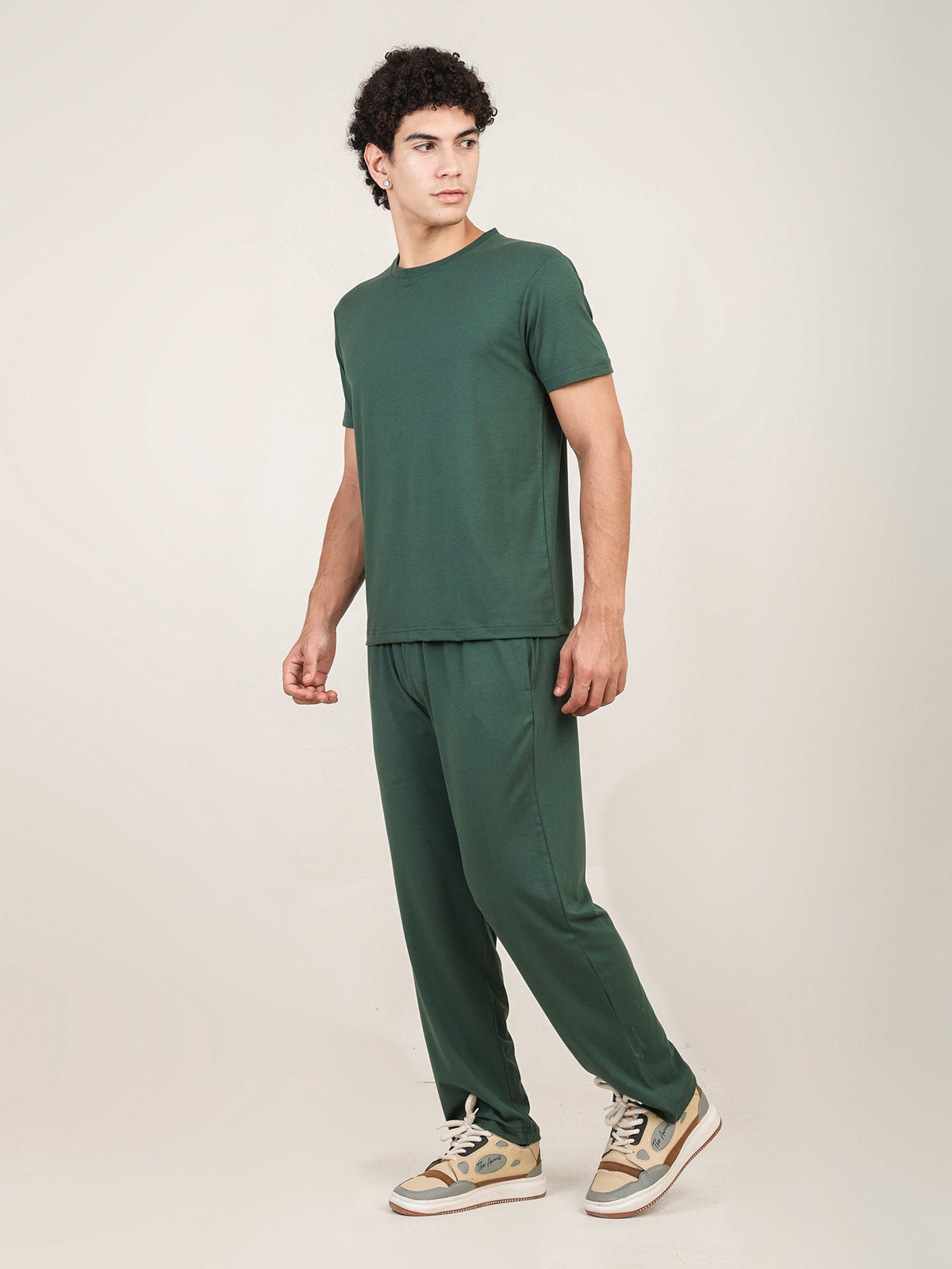 Naturefab Men's Organic Bamboo Pajama Co-ord Forest Green-3