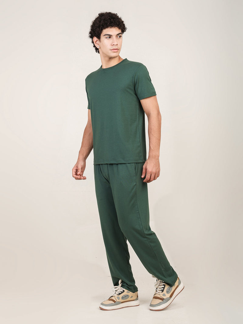 Naturefab Men's Organic Bamboo Pajama Co-ord Forest Green-3
