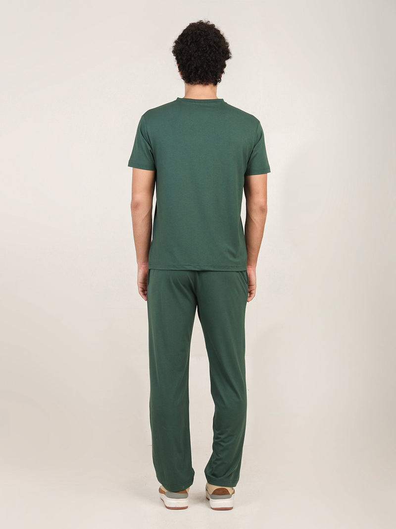 Naturefab Men's Organic Bamboo Pajama Co-ord Forest Green-6