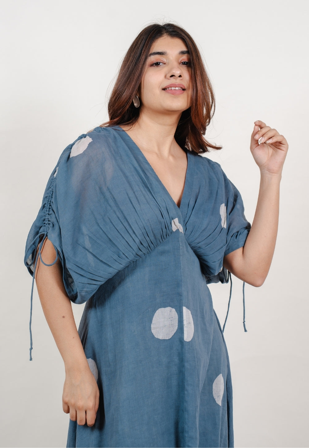 Shifa Blue Batik MulMul A Line Dress