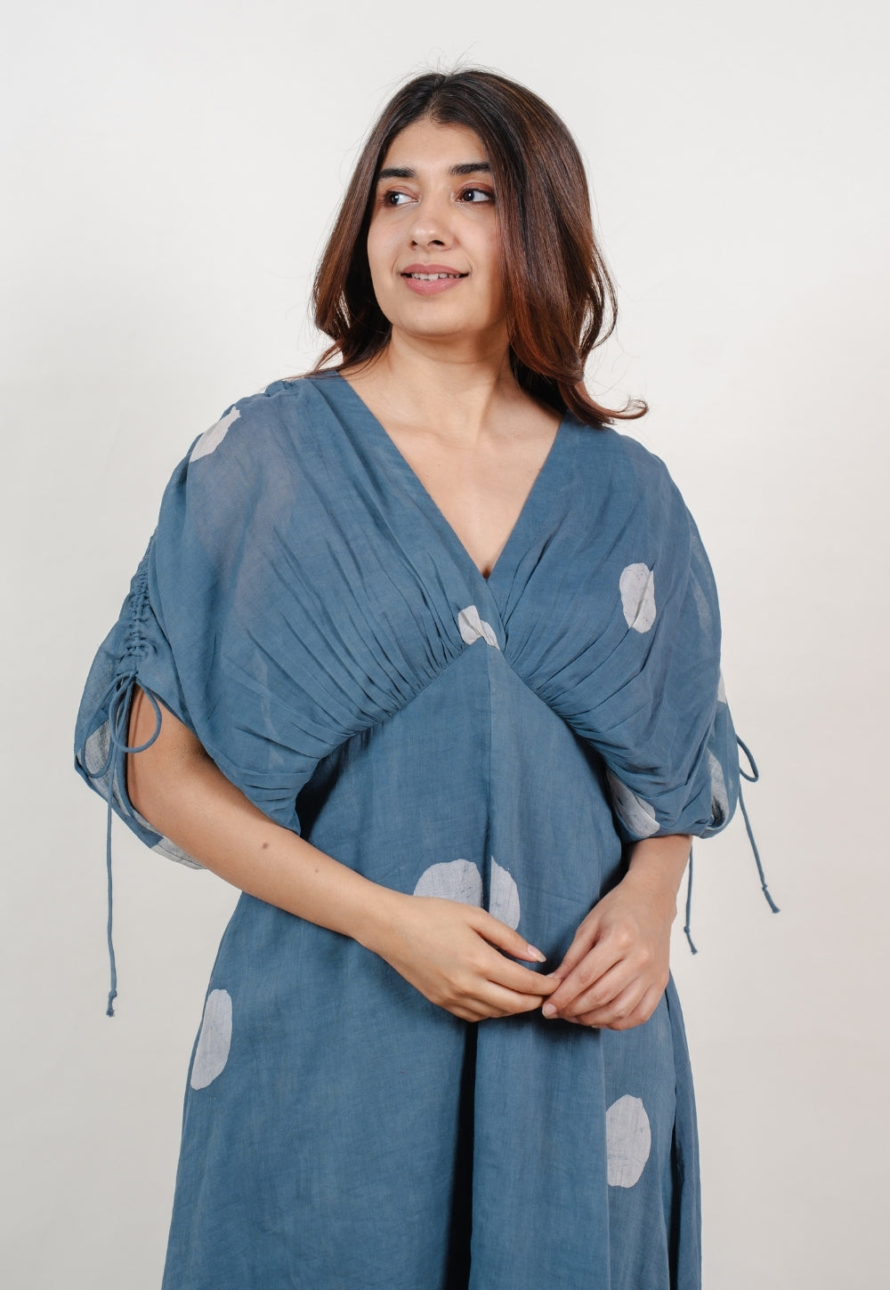 Shifa Blue Batik MulMul A Line Dress